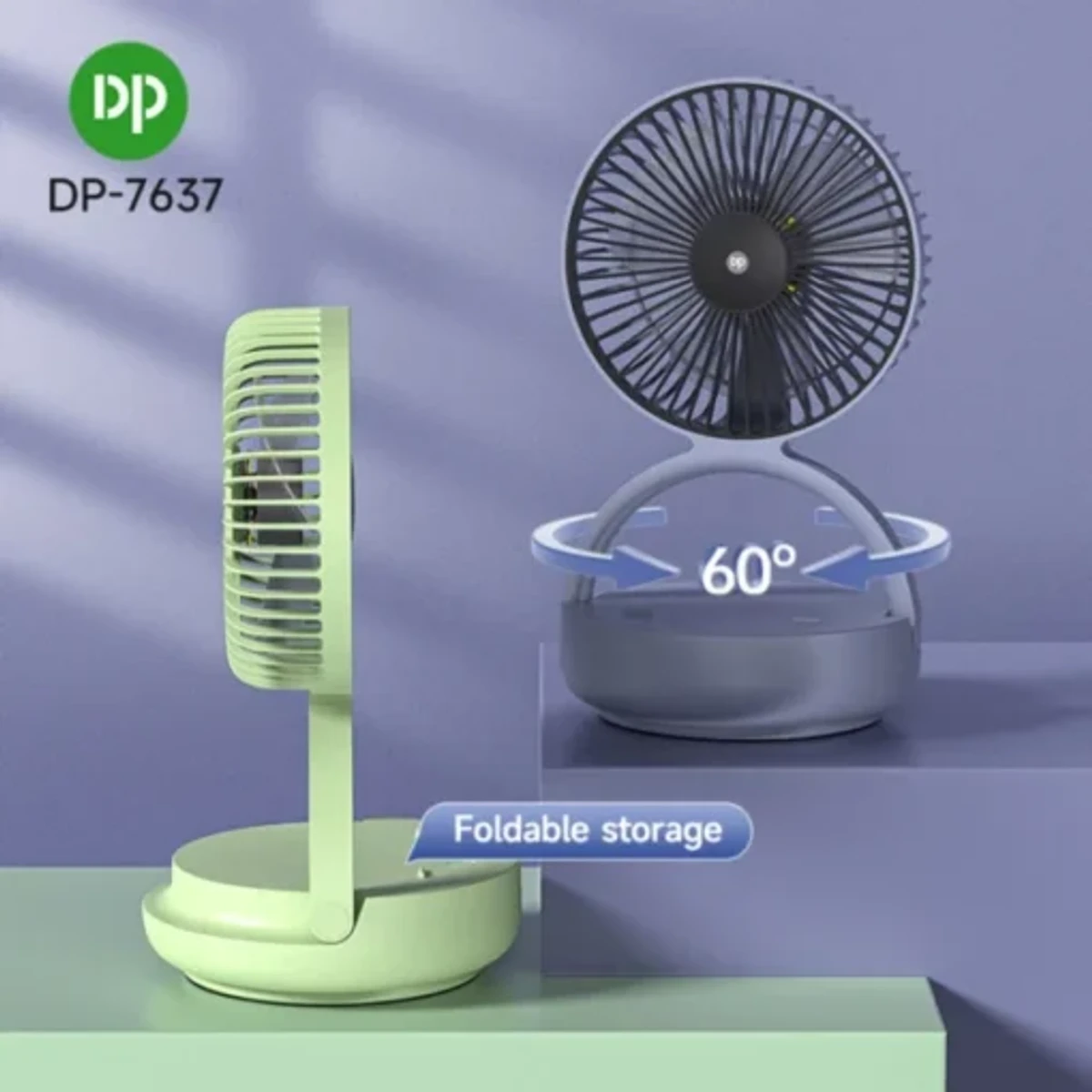 DP7637 Automatic Rotating Fan With LED Light