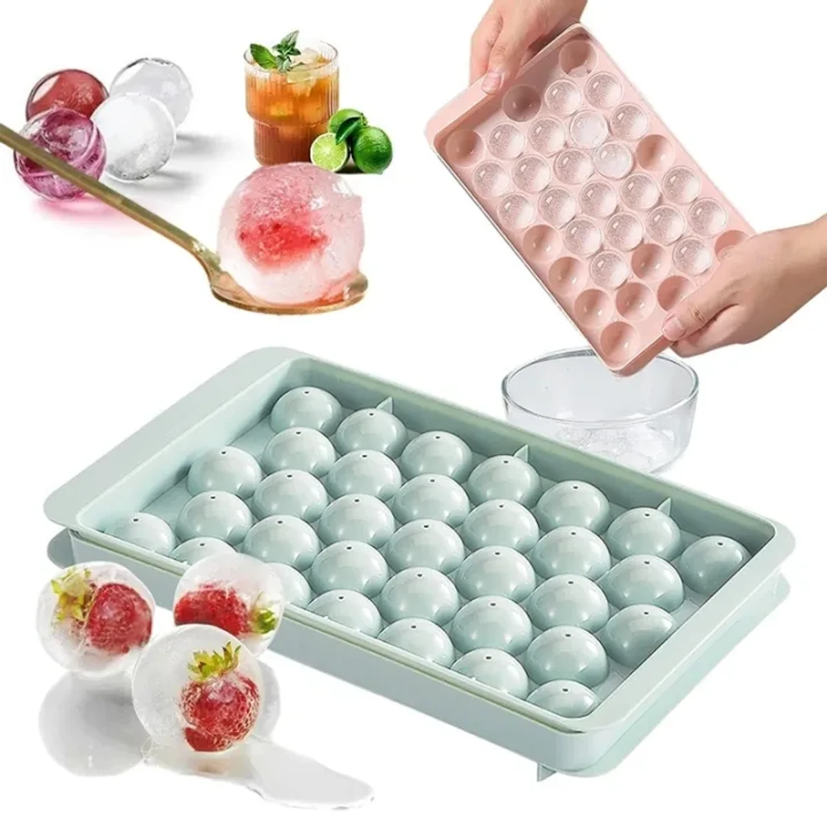 Round Ice Ball Tray Ice Cube Making Mold for Freezer