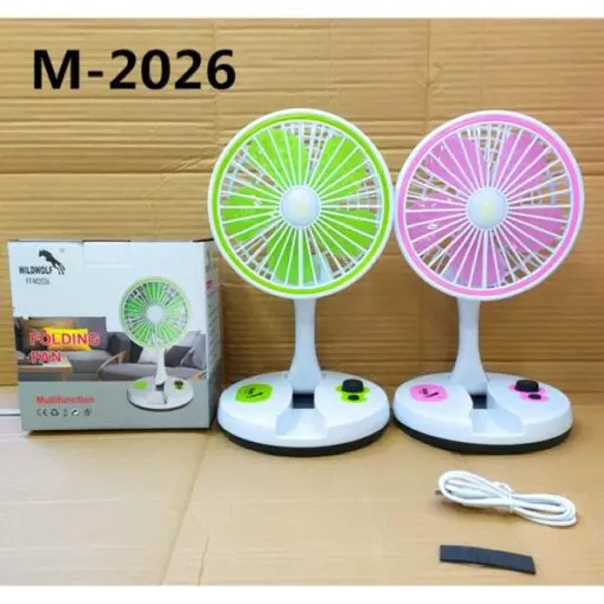 Rechargeable Folding Desk Fan with LED Light YT-M2026