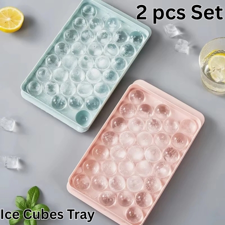 2pcs Round Ice Cubes Tray with Lid for Freezer - EG093