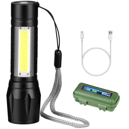 Portable Ultra-Bright Mini LED COB Torch Zoomable USB Rechargeable Outdoor Camping Flashlight Long Range
