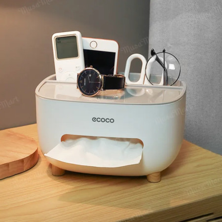 ECOCO Cute Large Storage Napkin Holder Multi-functional Car Tissue Box Light Luxury Storage Box Desktop