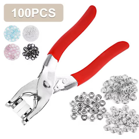 Five-Prong Metal Snap Tool Kit for Quick Button Fixing on Clothes, Belts & Accessories