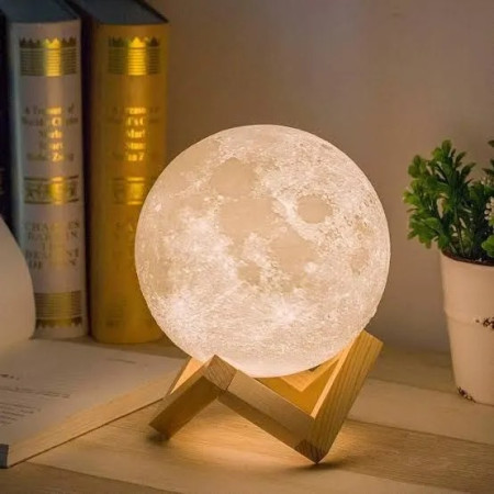 3D Moon Lamp – Touch Sensor LED Night Light with Stand & USB Charging for Bedroom, Bedside & Gifts