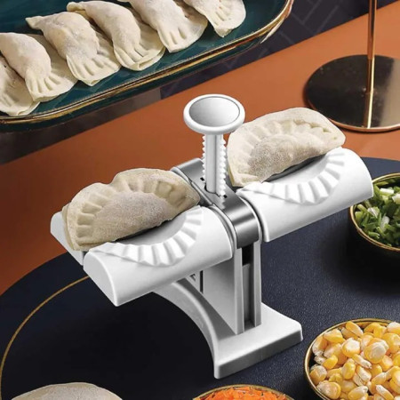 Double Head Automatic Dumpling Maker – Food-Grade ABS Dumpling Press for Dumplings, Momos & Ravioli (Wrap Two at a Time)