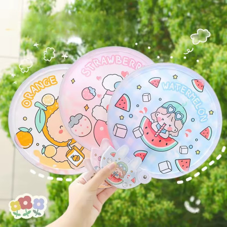 Cartoon Folding Mini Hand Fan – Small Portable Round Foldable Cute Handheld Fan for Women & Children, Pocket-Sized Summer Travel Fan