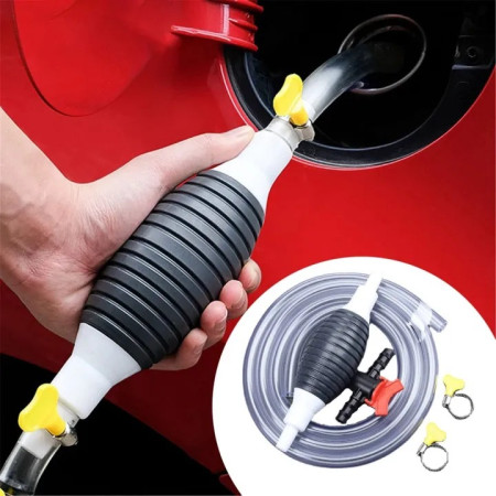 Handy Manual Gas & Oil Pump – Multi-Purpose Hand Straw Pump for Car Fuel, Gasoline & Diesel & Fish Tank Water Changer, Liquid Transfer Pump