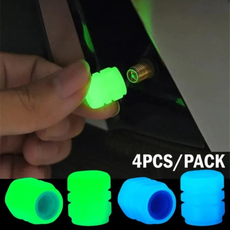 4Pcs Luminous Valve Caps – Night Glowing Tyre Caps for Car, Motorcycle & Bicycle