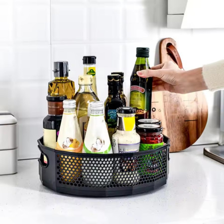 360° Rotating Countertop Storage Box – Large-Capacity Seasoning Organizer with Handle