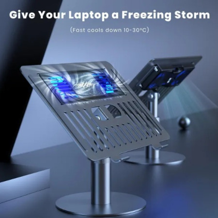 Laptop Cooling Stand with Aluminum Alloy Holder – 360° Swivel & Adjustable, Semiconductor Cooler & Rapid Cooling 50–86°F
