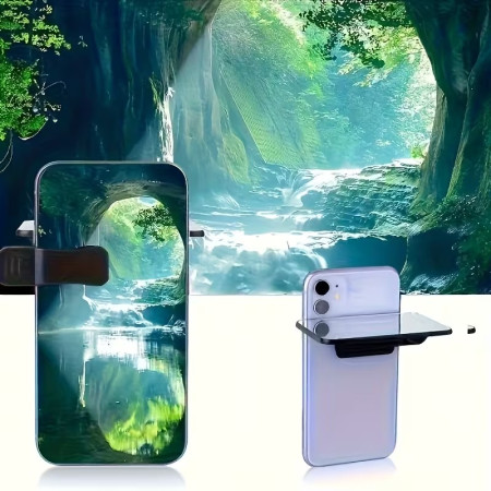 Adjustable Smartphone Camera Reflection Mirror Clip – Portable Phone Camera Mirror Attachment for Travel, Vlog, Selfie & Creative Reflection Photography