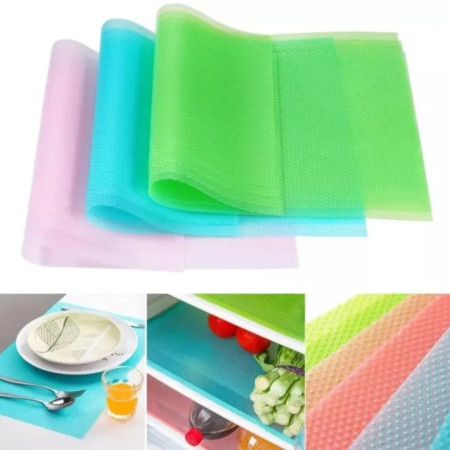 4 Pcs Washable Waterproof Refrigerator Shelf Mats & Liners – Non-Slip BPA-Free Multi-Color Fridge, Drawer & Cabinet Shelf Protectors with Spill Protection