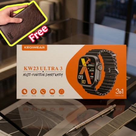 KW23 Ultra3 Smartwatch with 3 Straps (Free Long Premium wallet)