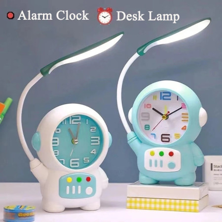 Cartoon Desk Lamp with Alarm Clock Desk Lamp Light Children Kids Reading Study Bedroom Living Room