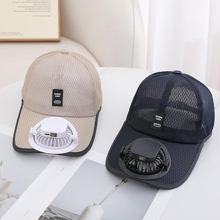 Solar Powered Fan Hat for Men & Women – USB Rechargeable Cooling Baseball Cap with Adjustable 3-Speed Fan & UPF50+ Sun Protection for Travel, Gardening, Fishing & Outdoor Activities