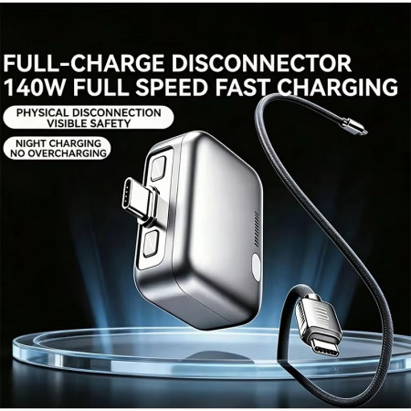 140W Smart Auto Cut-Off Charger Adapter – Universal Fast Charging Safety Protector with Overcharge Prevention for Smartphones, Tablets, Laptops & USB Devices