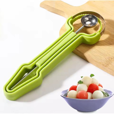 3 In 1 Fruit Baller, Melon Scooper, Fruit Meat Extractor, Carving Knife, Fruit Tool