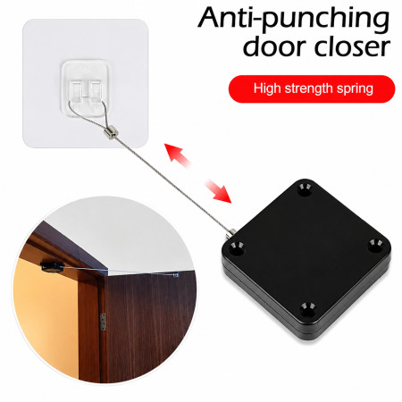 Punch-Free Automatic Sensor Door Closer – No-Drill Adjustable Door Closing System with Drawstring for Home, Office & Interior Doors