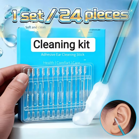 24 Pcs Reusable Silicone Sticky Ear Wax Removal Sticks – Washable Ear Cleaning Earbud Tools for Adults & Kids