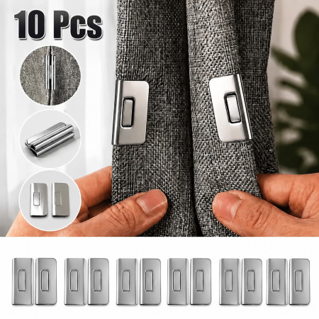 10pcs (5 Pairs) Magnetic Blackout Curtain Clips – No-Drill & No-Piercing Curtain Holders with Strong Magnetic Closure, Detachable & Damage-Free Fasteners for Bedroom, Living Room, Office & Shower