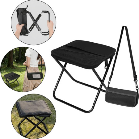 Foldable Backpack Stool – Portable Lightweight Folding Chair with Carry Bag for Camping, Fishing, Hiking, Travel & Outdoor Activities