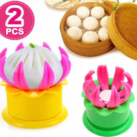 2 Pcs Multi-Functional Dumpling & Bao Bun Maker – Manual Mould with Dough Cutter for Momo, Dumpling, Steamed Bun, Pie & Pastry Making (2 Pcs)