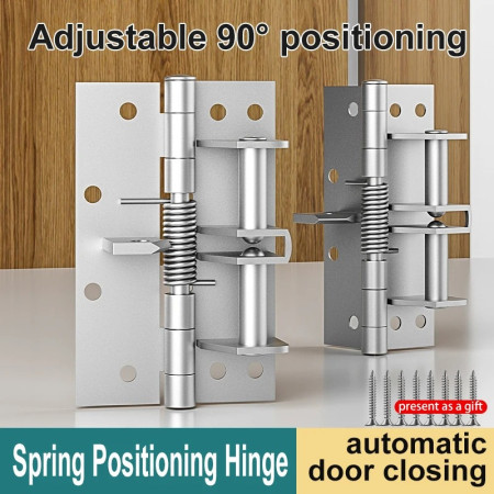 3-in-1 Heavy-Duty Automatic Self-Closing Door Hinges – 90° Positioning Spring Hinge with Integrated Door Closer & Stopper Function
