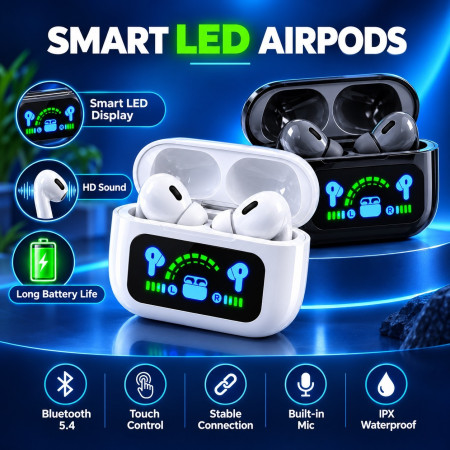 Smart LED Display Wireless Earbuds – Bluetooth Earphones - 001014